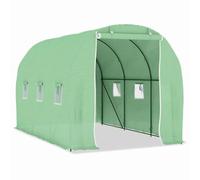 Serre de jardin 3,43 x 2 x 2 m, vert, acier galvanisé | Tissu en maille PE 140 g/m², 6 fenêtres, porte 100 x 185 cm, protection contre le vent et les oiseaux