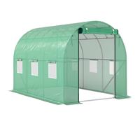 Serre De Jardin 6 M² - Porte Zippée Enroulable, 6 Fenêtres - Acier Galvanisé Pe Haute Densité 170 G/M² Vert