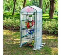 Serre de jardin à 4 étages avec structure en acier et housse imperméable en PVC - Conservatoire de plantes isolées pour l'intérieur et l'extérieur