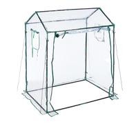 Relaxdays Serre de Jardin avec bâche en PVC, Porte et fenêtres enroulables, HxLxP : 152 x 132 x 92 cm, Transparente