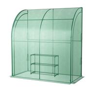 Serre De Jardin Adossée En Pe 198,5 X 98 X 215 Cm Avec Étagère À Plantes 3 Niveaux 2 Portes Zippées Imperméable Cadre En Acier Pour Semis Et Pot Vert Helloshop26 20_0005938 Multicolore