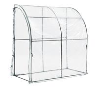Serre De Jardin Adossée Juta En Acier Et Pvc À Porte Zippée 100 X 200 X 215 Cm Helloshop26 03_0008248 Multicolore