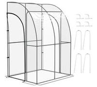 Serre de jardin adossée serre adossée dim. 1,43L x 1,18l x 2,12H m 2 portes zippées enroulables acier PVC transparent