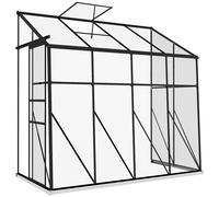 Serre De Jardin Adossée Serre Adossée Dim. 2,53l X 1,27l X 2,4h M Fondation Porte Coulissante Lucarne Alu Polycarbonate Noir