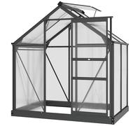 Outsunny Serre de Jardin Polycarbonate 2,51 m² Serre en Aluminium pour Le Jardin 190 x 132 x 201 cm résistant aux UV, avec Fondation renforcé, gouttière, Lucarne et Porte Coulissant, Gris