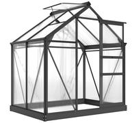 Outsunny Serre de Jardin Polycarbonate 2,51 m² Serre en Aluminium pour Le Jardin 190 x 132 x 201 cm résistant aux UV, avec Fondation renforcé, gouttière, Lucarne et Porte Coulissant, Gris
