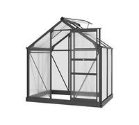 Outsunny Serre de Jardin Polycarbonate 2,51 m² Serre en Aluminium pour Le Jardin 190 x 132 x 201 cm résistant aux UV, avec Fondation renforcé, gouttière, Lucarne et Porte Coulissant, Gris