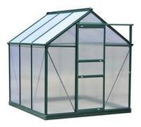 Outsunny Serre de Jardin Polycarbonate 3,65 m² Serre en Aluminium pour Le Jardin 190 x 192 x 201 cm résistant aux UV, avec Fondation renforcé, gouttière, Lucarne et Porte Coulissant, Vert foncé