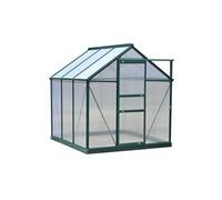 Outsunny Serre de jardin polycarbonate 3,65 m² 190×192×201 cm UV30+ fondation renforcée vert foncé