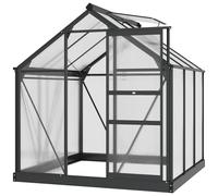 Serre de jardin polycarbonate 3,65 m² - Outsunny - résistant aux UV - avec fondation renforcé - 190 x 192 x 201 cm - Gris