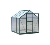 Outsunny Serre de Jardin Polycarbonate 3,65 m² Serre en Aluminium pour Le Jardin 190 x 192 x 201 cm résistant aux UV, avec Fondation renforcé, gouttière, Lucarne et Porte Coulissant, Vert foncé