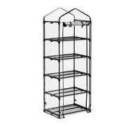 Relaxdays Serre de Balcon, bâche en PVC, Structure en Acier, 5 étagères, HxLxP : env. 192 x 69 x 50 cm, Noir/Transparent