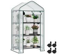 Serre de Jardin avec roulettes, WOLTU Serre de Balcon 70x50x130cm, Porte Zippée Enroulable, Blanc W0UETT0813