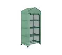 Serre de jardin balcon 4 étagères dim. 69 x 50 x 165 cm acier époxy bâche PE zippée haute densité vert