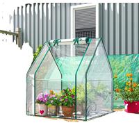 Serre de jardin, base en toile PE étanche, portes à enroulement à fermeture éclair