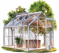 Serre de jardin en polycarbonate avec base M4, 250x190x195cm