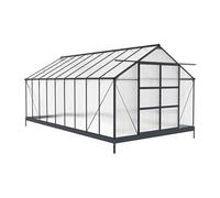 Serre de Jardin en polycarbonate de 16,9 m² avec embase - Anthracite - IXORA