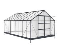 Serre de Jardin en polycarbonate de 16,9 m² avec embase - Anthracite - IXORA
