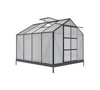 Serre de Jardin en polycarbonate de 7,5 m² avec embase - Anthracite - GREENEA II