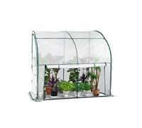 VOUNOT® Serre de Jardin en Toutes Saisons d'hivernage Murale Adossée pour Légumes Plantes Fleurs Adossée avec Bâche PE 135g/m2 a Tomate pour Balcon Terrase Jardin 200x100x180cm Blanc