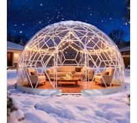 Serre de Jardin Igloo dôme de 3.6 x 2.2M avec guirlandes Lumineuses, Tente dôme géodésique pour 4 à 8 Personnes, Tente dôme géodésique, Serre de Jardin Igloo, Tente dôme pour arrière-Cour, Noël, fête