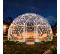 Serre de Jardin Igloo dôme de 3.6 x 2.2M avec guirlandes Lumineuses, Tente dôme géodésique pour 4 à 8 Personnes, Tente dôme géodésique, Serre de Jardin Igloo, Tente dôme pour arrière-Cour, Noël, fête