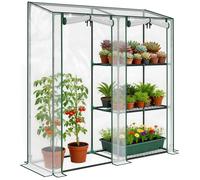 Serre de Jardin - Outsunny - 3 niveaux étagères - 2 portes enroulables - plastique - 143 x 45 x 151 cm - transparent