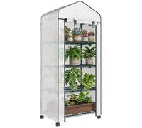 Serre de jardin - Outsunny - 4 niveaux - bâche amovible PE de haute densité - châssis tubulaire en acier - 69 x 50 x 165 cm - blanc