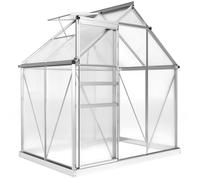 Serre de jardin - Outsunny - aluminium polycarbonate - avec fondation, fenêtre réglable, porte coulissante - 192,5 x 131 x 200 cm