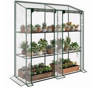 Serre de jardin - Outsunny - avec étagères 3 niveaux bâche renforcée 140 g/m² 2 portes zippées - acier - 143x46x51cm