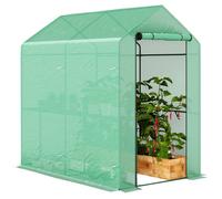 Serre de Jardin - Outsunny - étagère 2 niveaux porte zippée enroulable - bâche renforcée 140 g/m², châssis en acier - vert