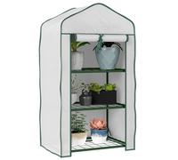 Outsunny Serre de balcon 3 niveaux 59×39×127 cm – châssis métal thermolaqué vert – PE blanc