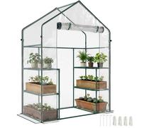 Outsunny Serre de jardin 6 tablettes PVC haute densité 140 g/m² anti-UV 142×73×195 cm vert