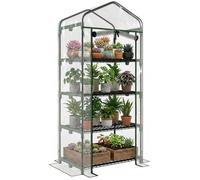 Outsunny Serre de jardin 4 niveaux, PVC renforcé, châssis acier, porte zippée, 70x50x160 cm