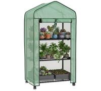 Serre de jardin - Outsunny - PE étagères 3 niveaux balcon bâche enroulable fleurs - acier - 69x49x130cm - vert