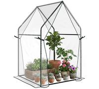Serre de jardin - Outsunny - serre balcon bâche renforcée PVC 2 portes zippées - acier - 90x90x145cm - blanc