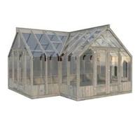 Serre de jardin Palmako Emilia bois traité autoclave gris et verre trempé 26,9m²