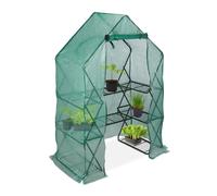 relaxdays, vert Serre pliable, Etagère 195 cm plantes tomates semis jardin, Bâche HxlxP: 195 x 138 x 72 cm