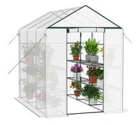 Serre de Jardin - PROMIRACAL - Bâche PE Résistante - Structure Métallique Antirouille - 143 x 216 x 195 cm