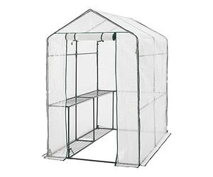 Serre de Jardin Protection Intempéries Porte Zippée Étagères Intégrées pour Fleurs Légumes Herbes Acier Polyéthylène 120 x 186 x 190 cm Blanc Transparent