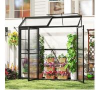 Serre de Jardin - RELAX4LIFE - Portes Verrouillables - Vents de Toit Ajustables - Panneaux en PC - Cadre en Aluminium - 180X52CM