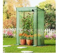 Serre de Jardin, Serre à Tomates, avec Barre de Renfort sur Le Toit Plat, Porte Enroulable, Abri Potager pour Plantes, Vert