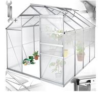 Serre de jardin - TECTAKE - Serre de jardin 7,7 m³, sans fondations, porte coulissante, 2 fenêtres, 185 x 250 x 195 cm - Transparent