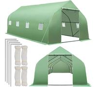 Serre de jardin - TECTAKE - Serre tunnel 27 m³ avec 8 fenêtres bâche résistante au gel et aux UVs 600 x 300 x 205 cm