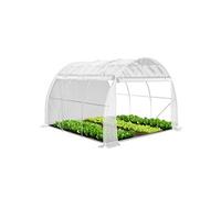 VOUNOT® Serre de jardin tunnel Toute Saison 9m² blanc - acier galvanisé - fenêtres et portes latérales zippées enroulables