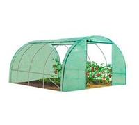 Serre de jardin tunnel 12m² 4 x 3 x 2 m acier galvanisé + bâche anti-UV avec porte et fenêtres ZEBRA verte toutes saisons G