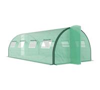 Outsunny Serre tunnel de jardin 18 m² acier galvanisé 8 fenêtres 2 portes vert
