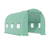 Outsunny Serre de Jardin Tunnel 4,5L x 2l x 2H m châssis Tubulaire Acier galvanisé renforcé 1,8 cm 6 fenêtres 1 Porte Vert