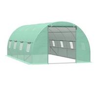 Serre de Jardin Tunnel 6L x 3l x 2H m châssis Tubulaire Acier galvanisé renforcé 2,5 cm 8 fenêtres 1 Porte Vert