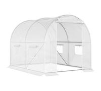Serre De Jardin Tunnel 6 M² 3l X 2l X 1,9h M Acier Galvanisé Renforcé Diamètre 2,4 Cm + Pe Haute Densité Fenêtres Porte Blanc